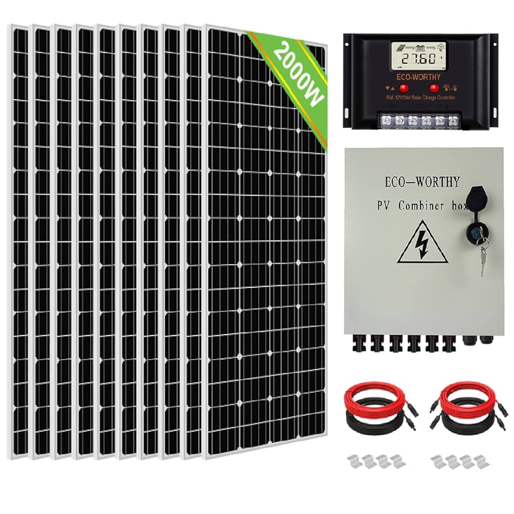 Amazon | ECO-WORTHY 2000W 太陽光発電システム 24v 195W